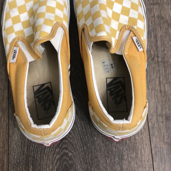 Vans Yellow Checked Slip On Mens 6.5 Womens 8 - Picture 5 of 7
